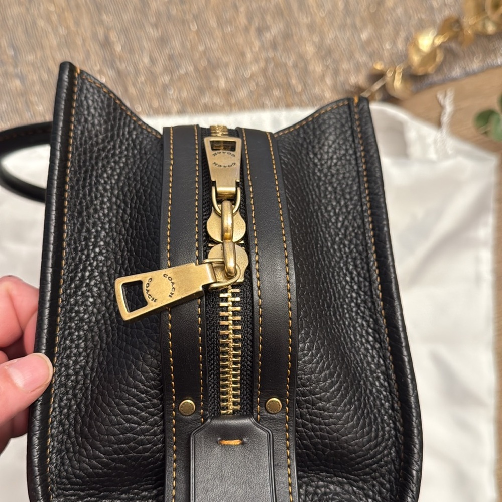 Coach Rogue 25 Black and Gold Satchel - Picture 10 of 13